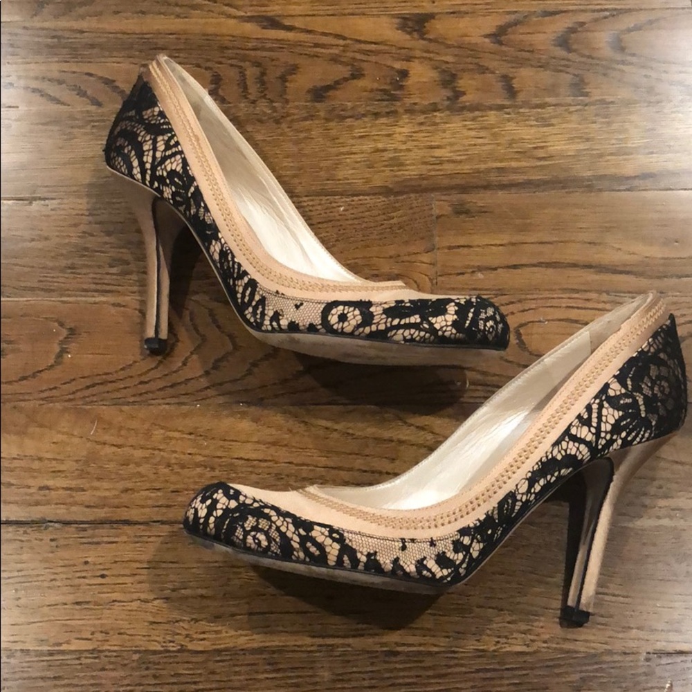 Dior satin and lace pumps rose and black